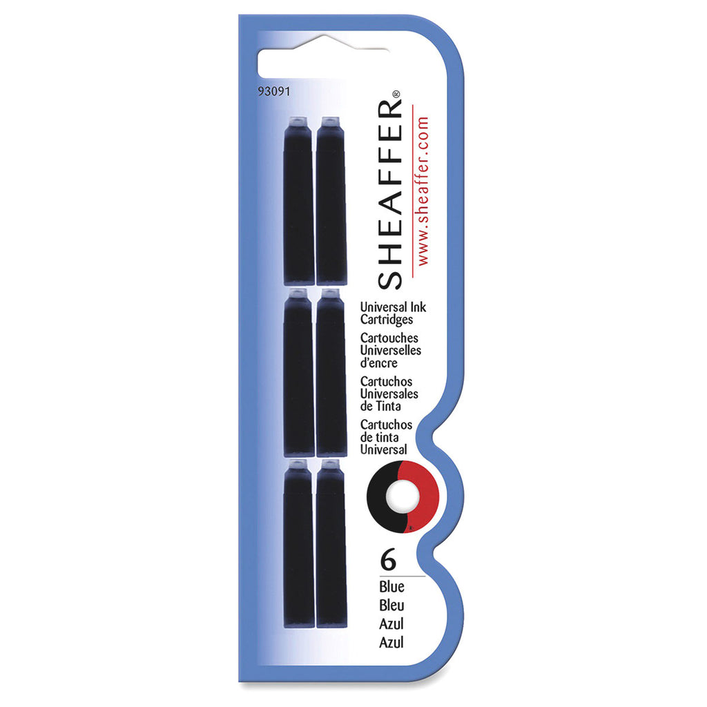 Sheaffer VFM Fountain Pen Refills Blue Ink, Pack of 6