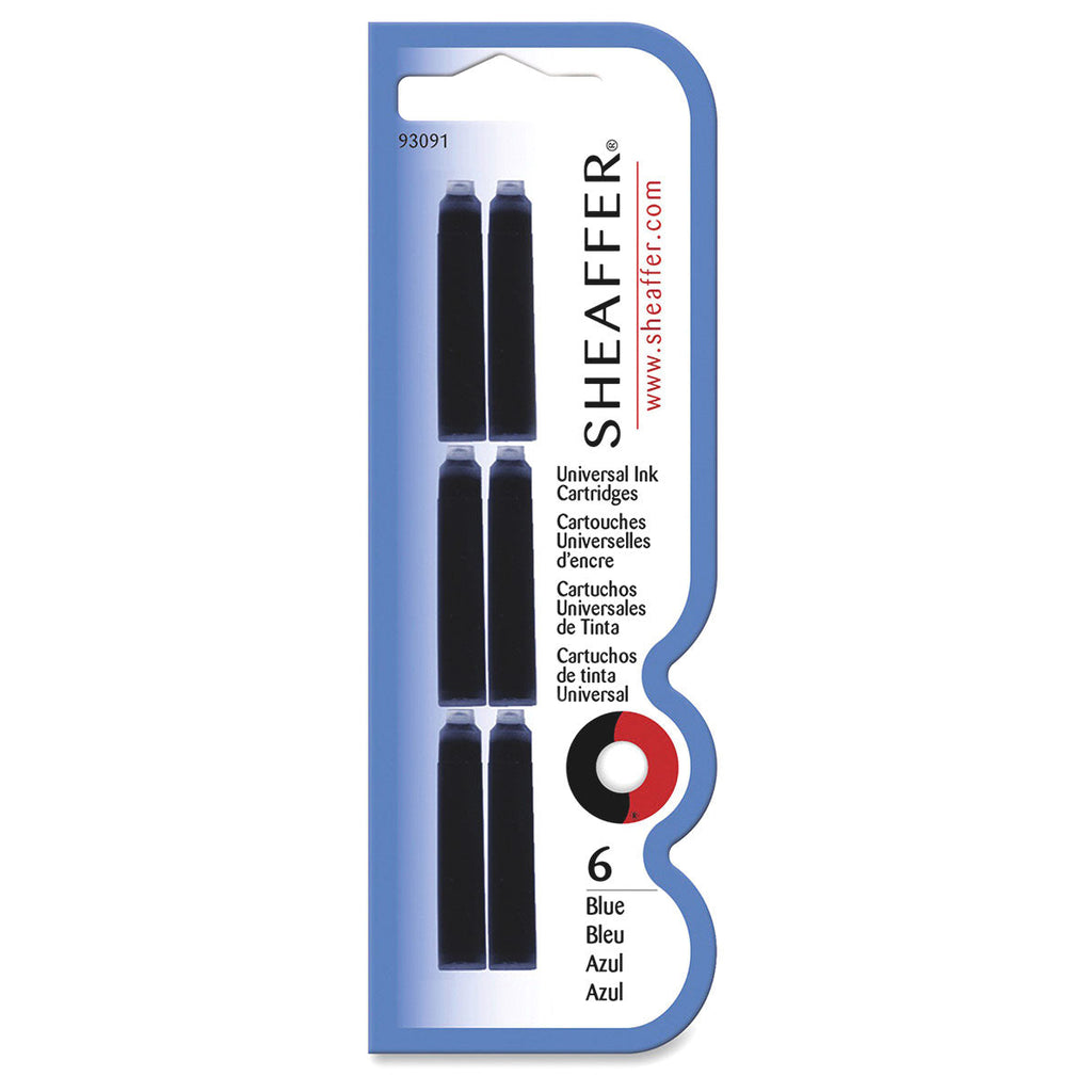 Sheaffer Universal Fountain Pen Ink Cartridges Blue Ink, Pack of 6 - 93091