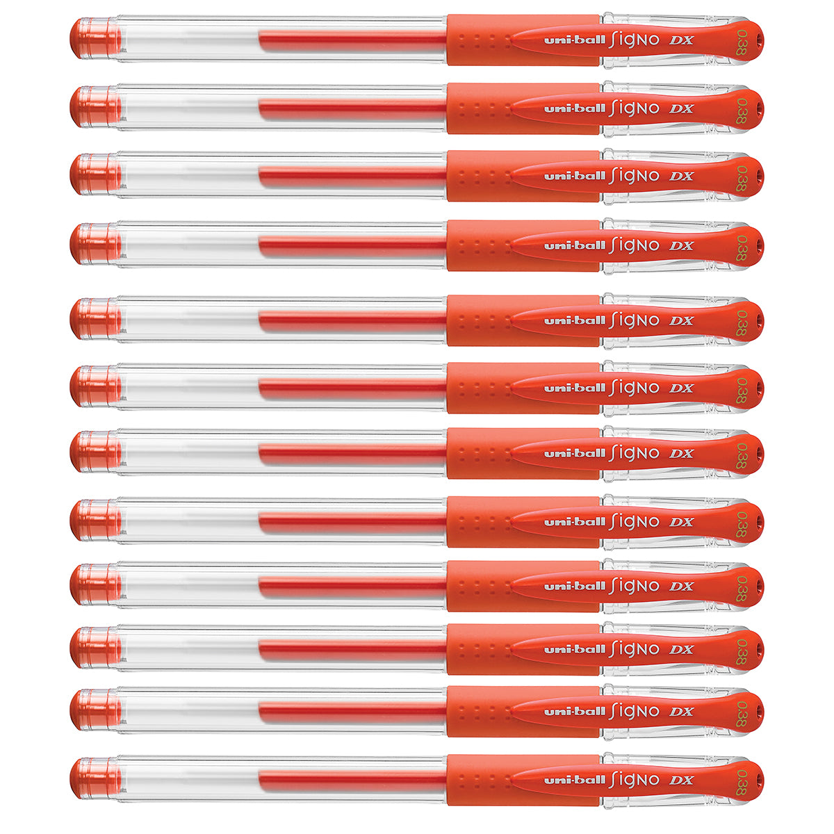 Uniball Signo DX 0.38mm Mandarin Orange Ultra Micro Gel Pen Dozen  Uni-Ball Gel Ink Pens