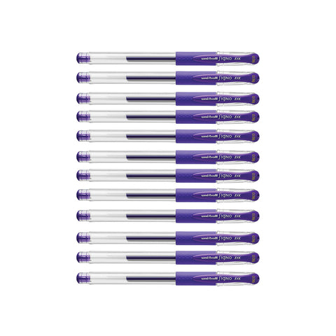 Uni Ball Signo DX 0.38 mm Purple Gel Pen Pack Of 12  Uni-Ball Gel Ink Pens