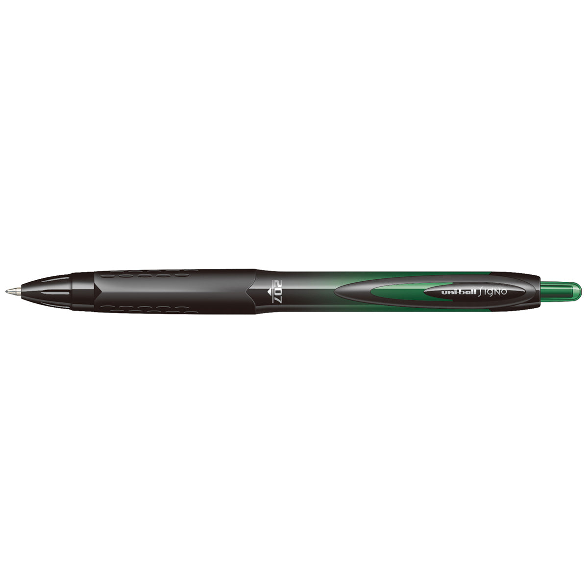 Uni Ball Signo 207 RT BLX Green/Black Medium 0.7mm Retractable Gel Ink Pen, 1837933  Uni-Ball Gel Ink Pens