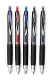 UniBall Signo 207 Gel Pens Super Ink 5 Assorted Pens 2 Black, 1 Blue, 1 Red and 1 Purple  Uni Ball Gel Ink Pens