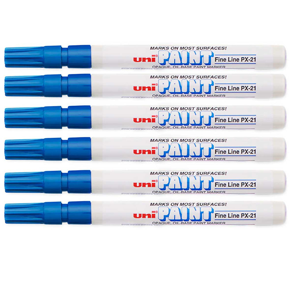 Uni Paint Marker PX 21 Blue Pack of 6  Uni Paint Paint Markers