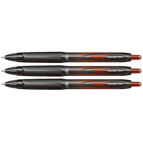 Uni Ball Signo 207 RT BLX Red /Black Medium 0.7mm Retractable Gel Ink Pen Pack of 3  Uni-Ball Gel Ink Pens
