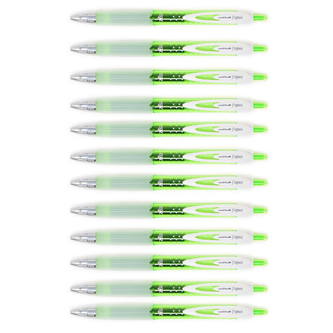 Uni Ball Signo 207 Light Green Gel Pen Medium 0.7mm Retractable - Polka Dot Design 12 Count