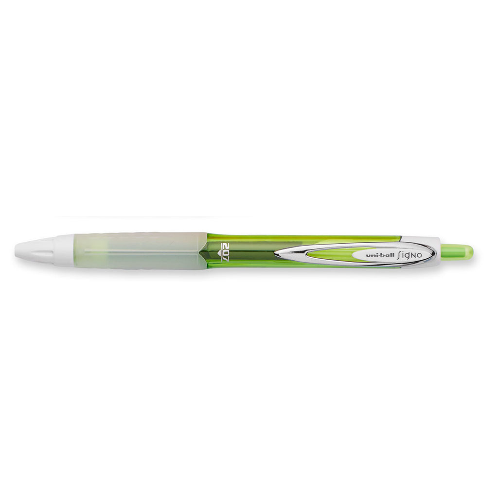 Uni Ball Signo 207 Green Medium 0.7mm Retractable Gel Ink Pen 1754847 White Grip