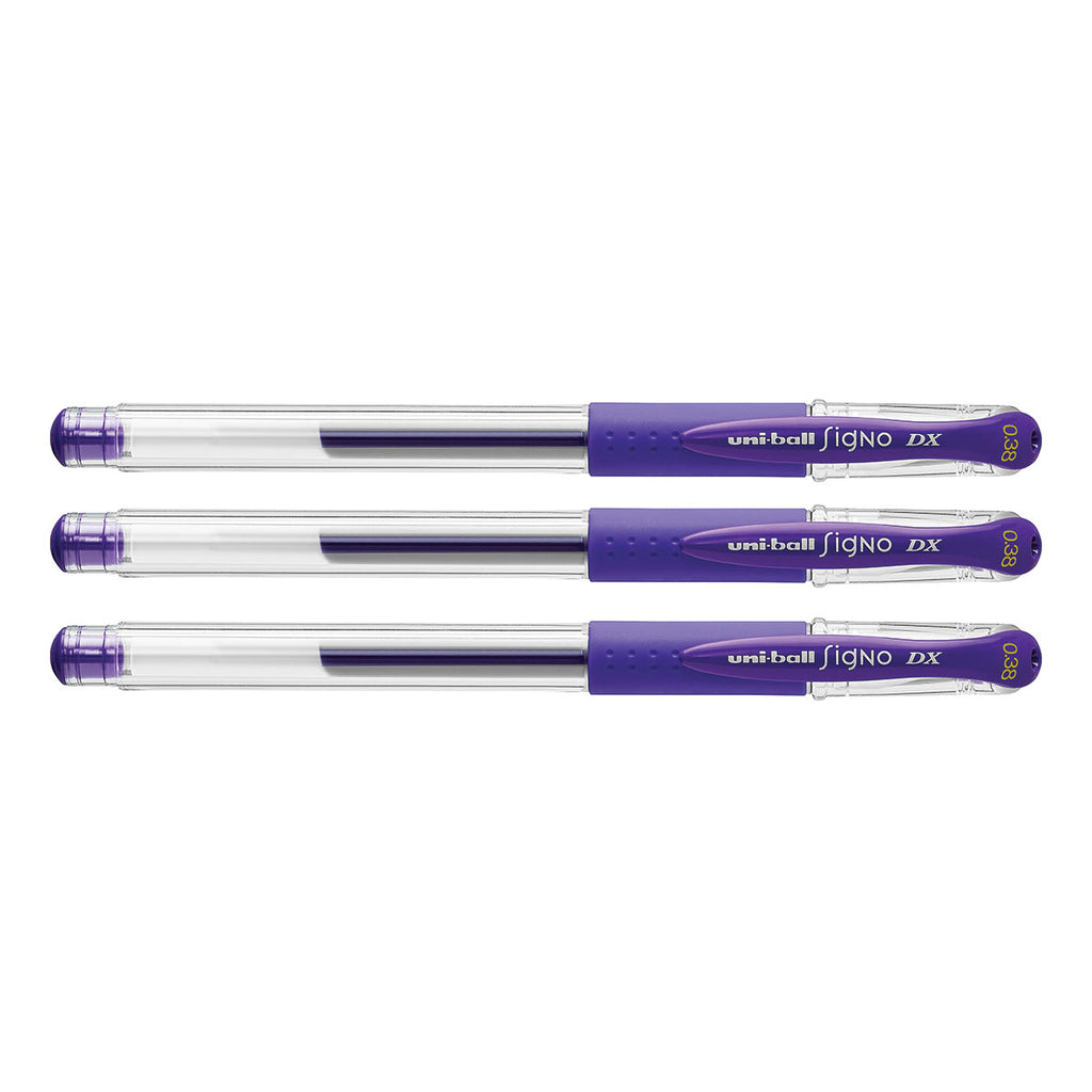 Uni Ball Signo DX 0.38 mm Purple Gel Pen Pack Of 3