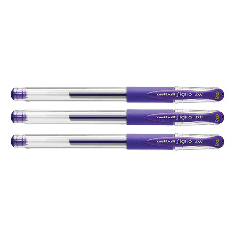 Uni Ball Signo DX 0.38 mm Purple Gel Pen Pack Of 3