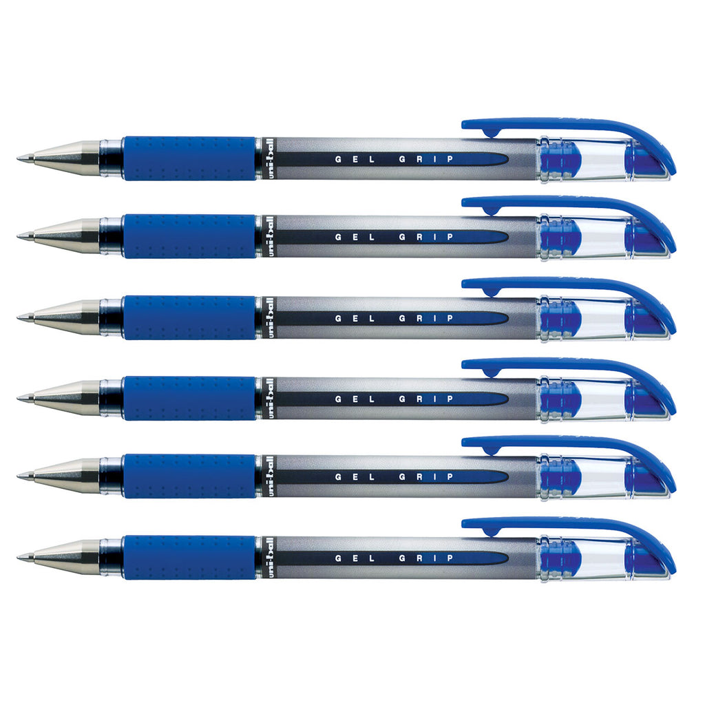 Uniball Gel Grip Blue Medium Gel Pen Medium Pack of 6 Pens