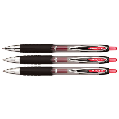 Uni-Ball Signo 207 Red Ink Gel Pen, Medium Point  0.7MM , Retractable - Pack of 3  Uni-Ball Office Supplies