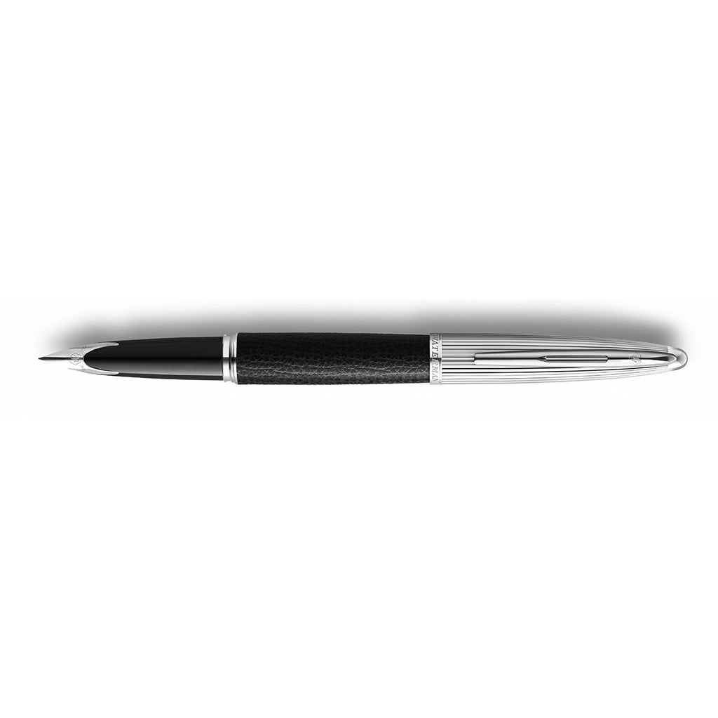 Waterman Carene Black Leather Fountain Pen 18K Solid Gold Nib Fine 2099564