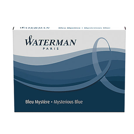 Waterman Fountain Pen Ink Cartridges Mysterious Blue - Blue Black - 8 Standard Long Cartridges  Waterman Fountain Pen Ink Cartridges