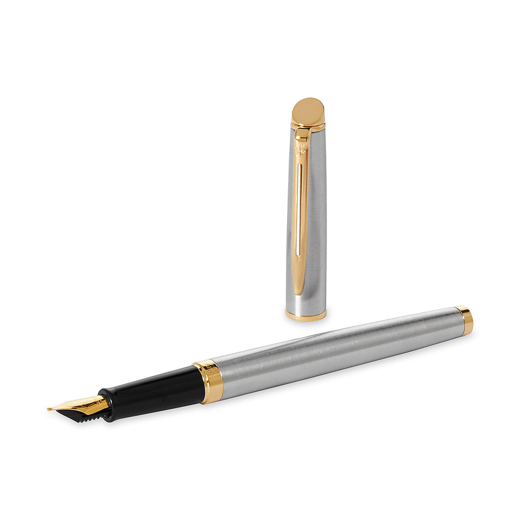 Waterman Hemisphere Medium Fountain Pen Stainless Steel Gold Trim  Waterman Fountain Pens