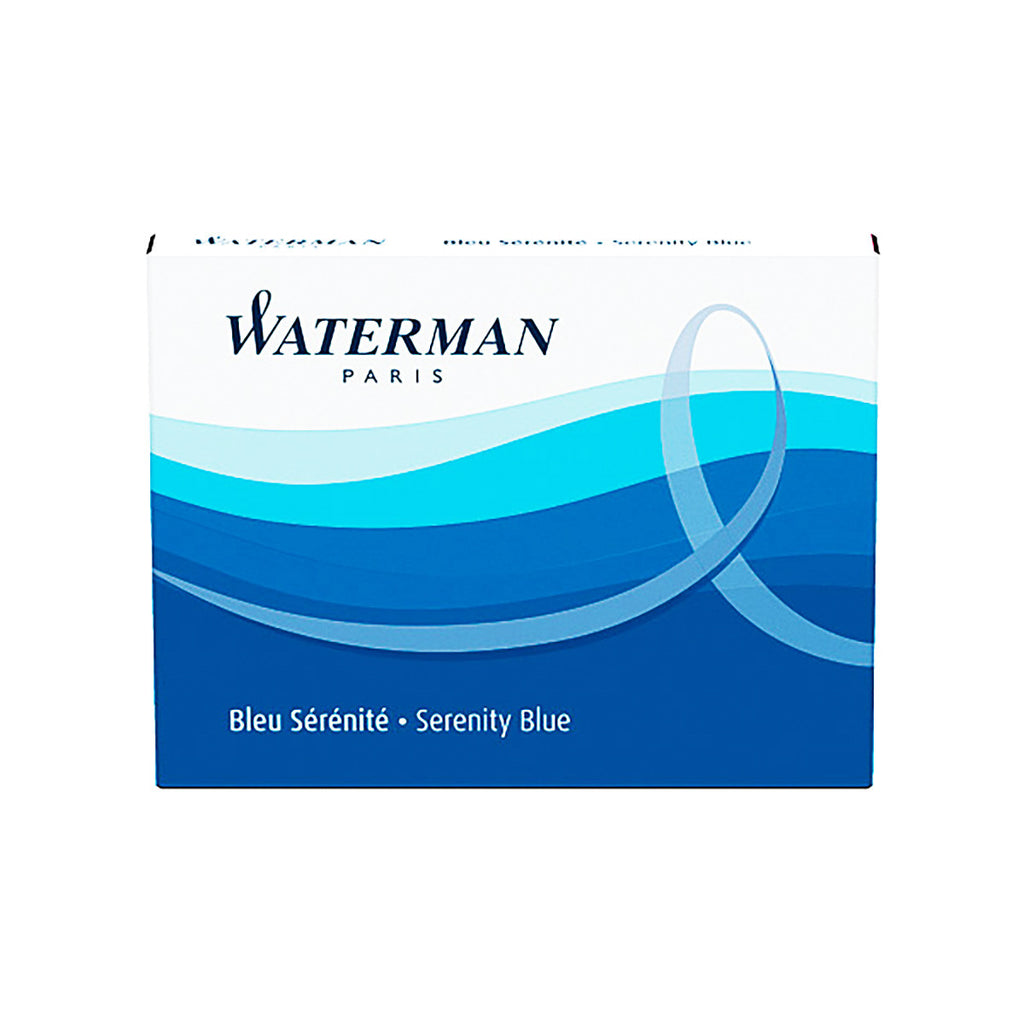 Waterman Fountain Pen Ink Cartridges Long Pack of 8, Serenity Blue  Waterman Fountain Pen Ink Cartridges