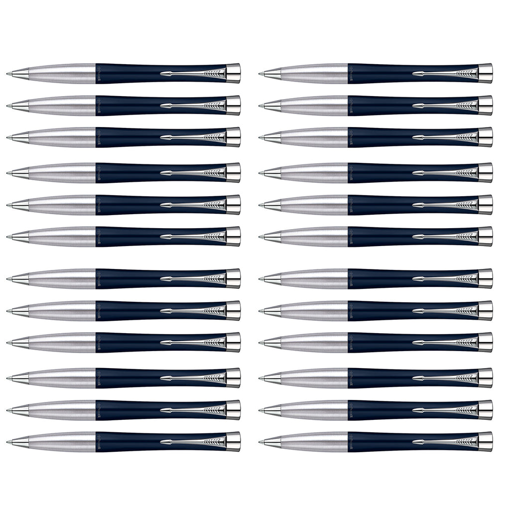 Wholesale Parker Pens - Urban Navy Chrome Trim Ballpoint Pen, Blue Ink - 24 Count
