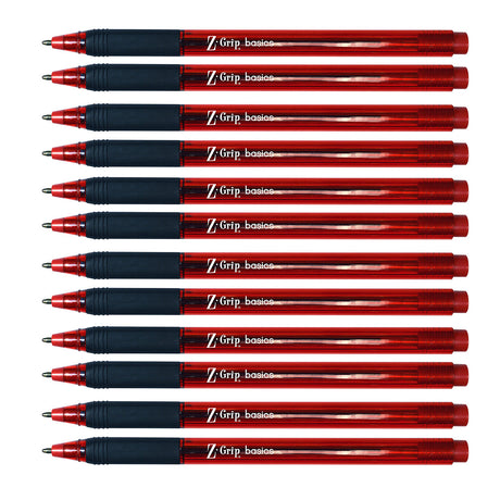 Zebra Z Grip Basics Red Ballpoint Pen, Latex Free, Ultra Glide Advanced Ink Dozen  Zebra Ballpoint Pen