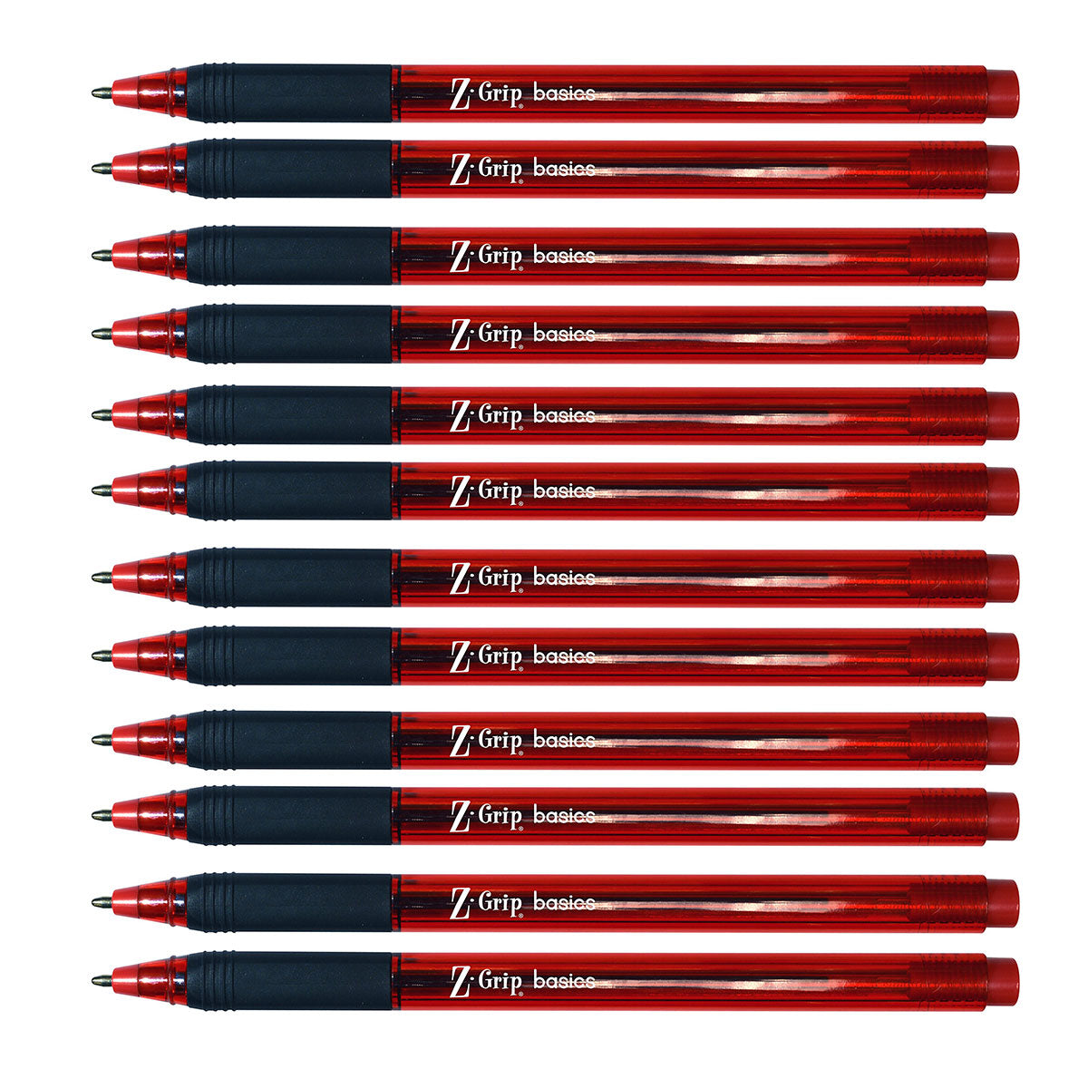 Zebra Z Grip Basics Red Ballpoint Pen, Latex Free, Ultra Glide Advanced Ink Dozen  Zebra Ballpoint Pen