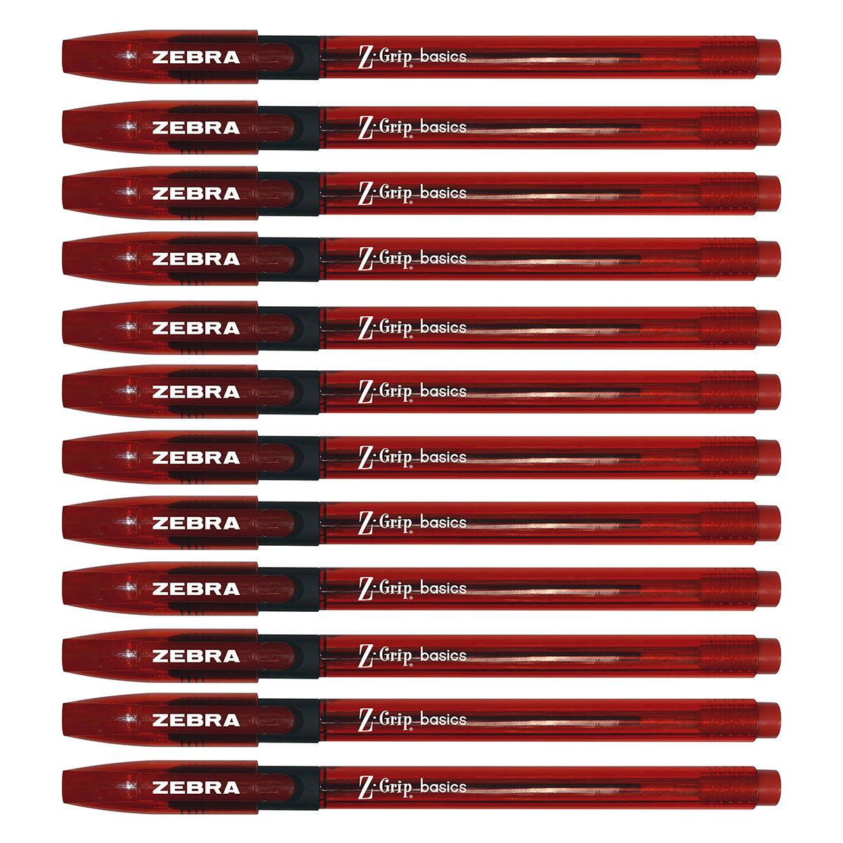 Zebra Z Grip Basics Red Ballpoint Pen, Latex Free, Ultra Glide Advanced Ink Dozen  Zebra Ballpoint Pen